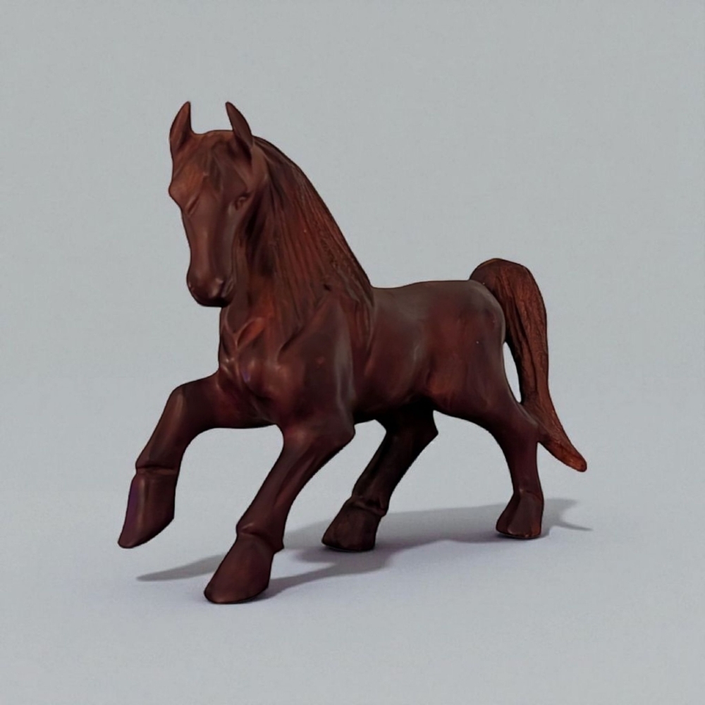 Hand Carved Wooden Stallion, Pawing Galloping Small Horse Figurine Statue‎